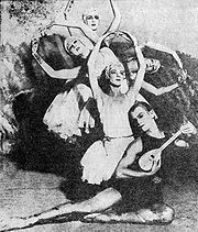 Scene from Apollon musagète, 1928. Dancers: Serge Lifar, Danilova, Chernysheva, Dubrovska, Petrova.